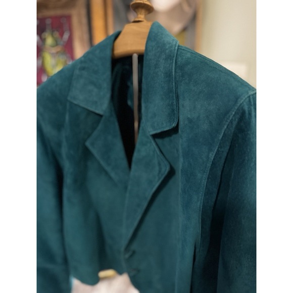 VINTAGE Suede Renditions by Sandi Blue Leather Jacket Fits Like Women's L 80's - Picture 5 of 8